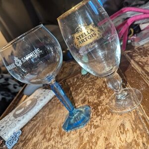 Stella Artois and Bombay Sapphire Glass Set - Blue and Gold